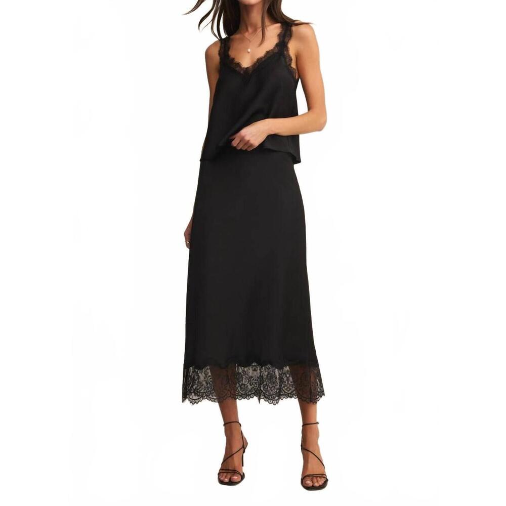 NEW Z SUPPLY cinder lace trim maxi skirt in black - Picture 5 of 5